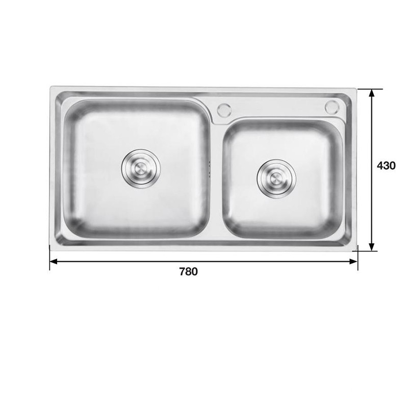 Chậu rửa ch&eacute;n inox 2 hố KAFF KF-P7843 4